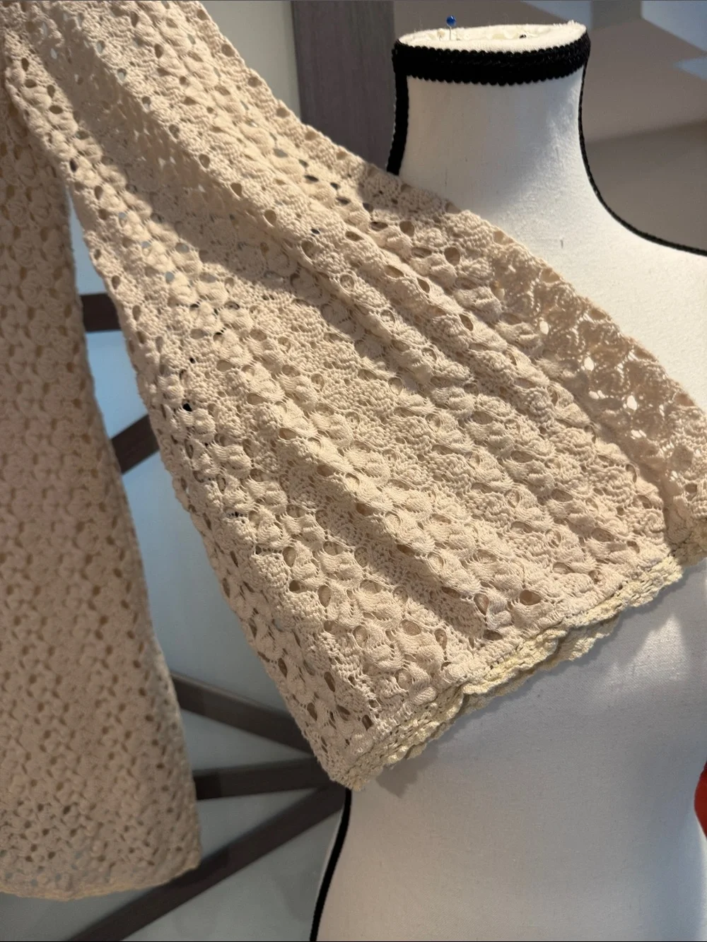 Free People Ivory Crochet Tunic with Signature Metal Tag